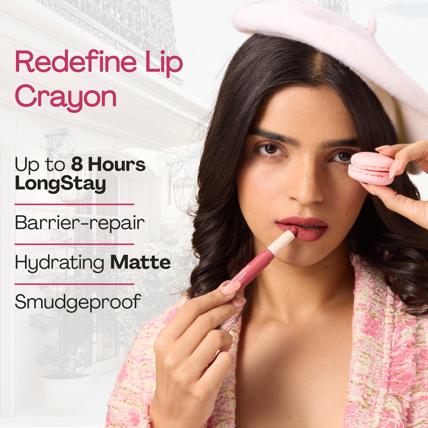 Matte Barrier Popstick -  LipCrayon + Lipliner - Paris Rose